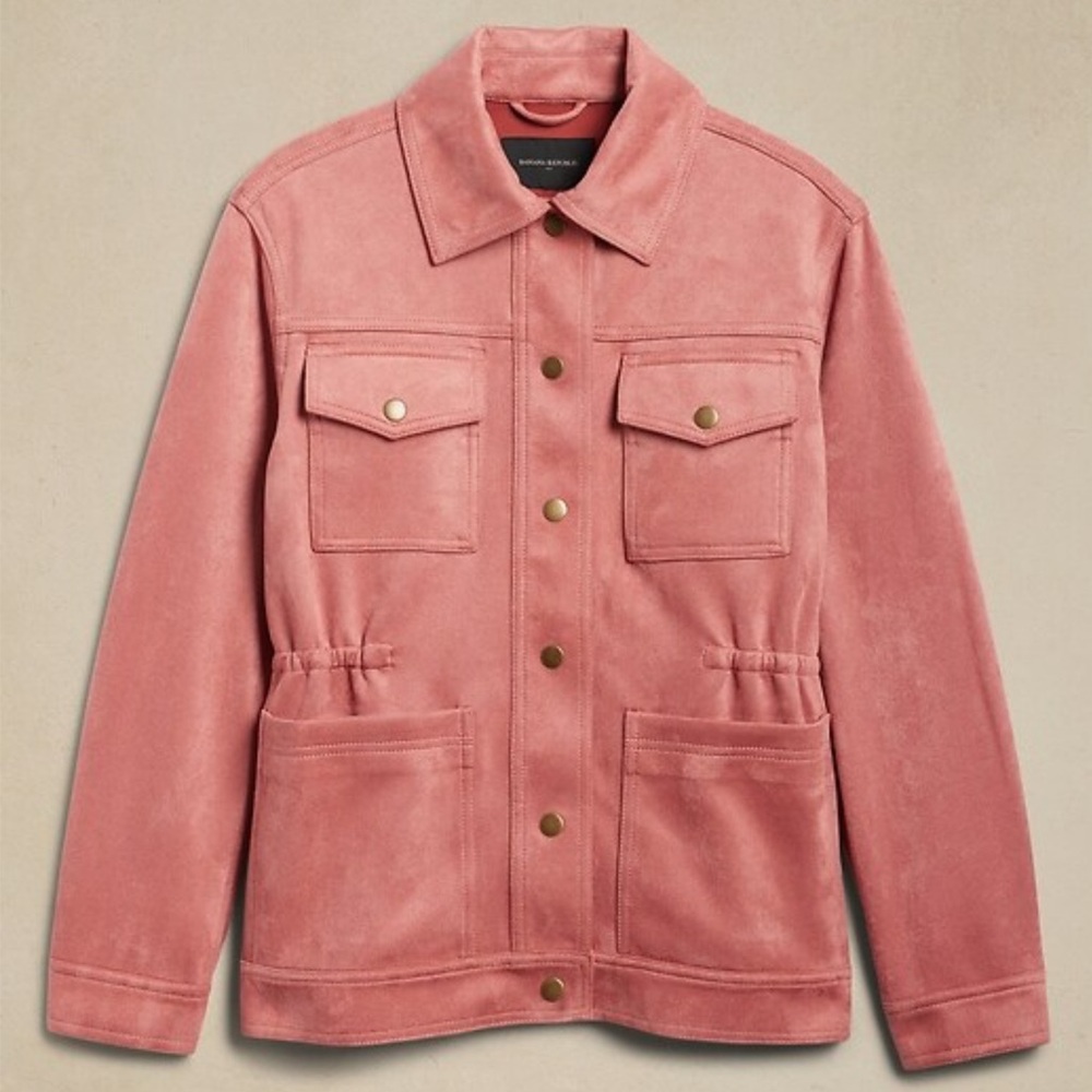 ☀️ New! BANANA REPUBLIC FACTORY Vegan Suede Jacket in Pink Amaretti